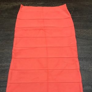 BCBGMaxAzria Bandage Knee Length Coral Skirt
